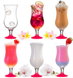 PLATINUX Zestaw 6 szklanek koktajlowych 400 ml (maks. 470 ml) Szklanki do drinków Szklanki barowe Hurricane Duże (różowe)