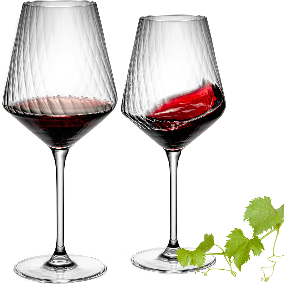 IMPERIAL glass karbowane kieliszki bordoskie, zestaw 2 sztuk, ze szkła kryształowego „London”, 580 ml, można myć w zmywarce