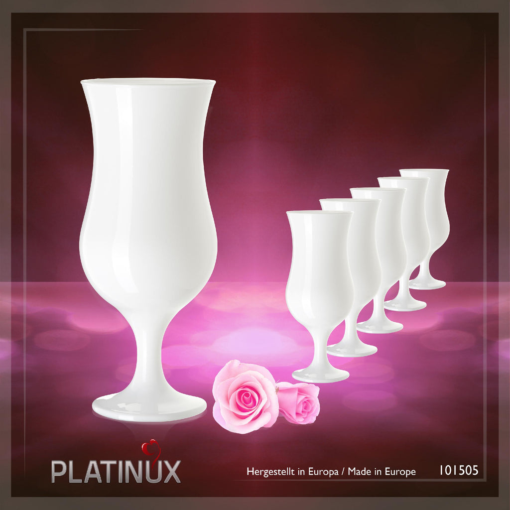 PLATINUX Białe szklanki koktajlowe 400ml (maks. 470ml) Szklanki do longdrinków zestaw 6 sztuk Szklanki barowe