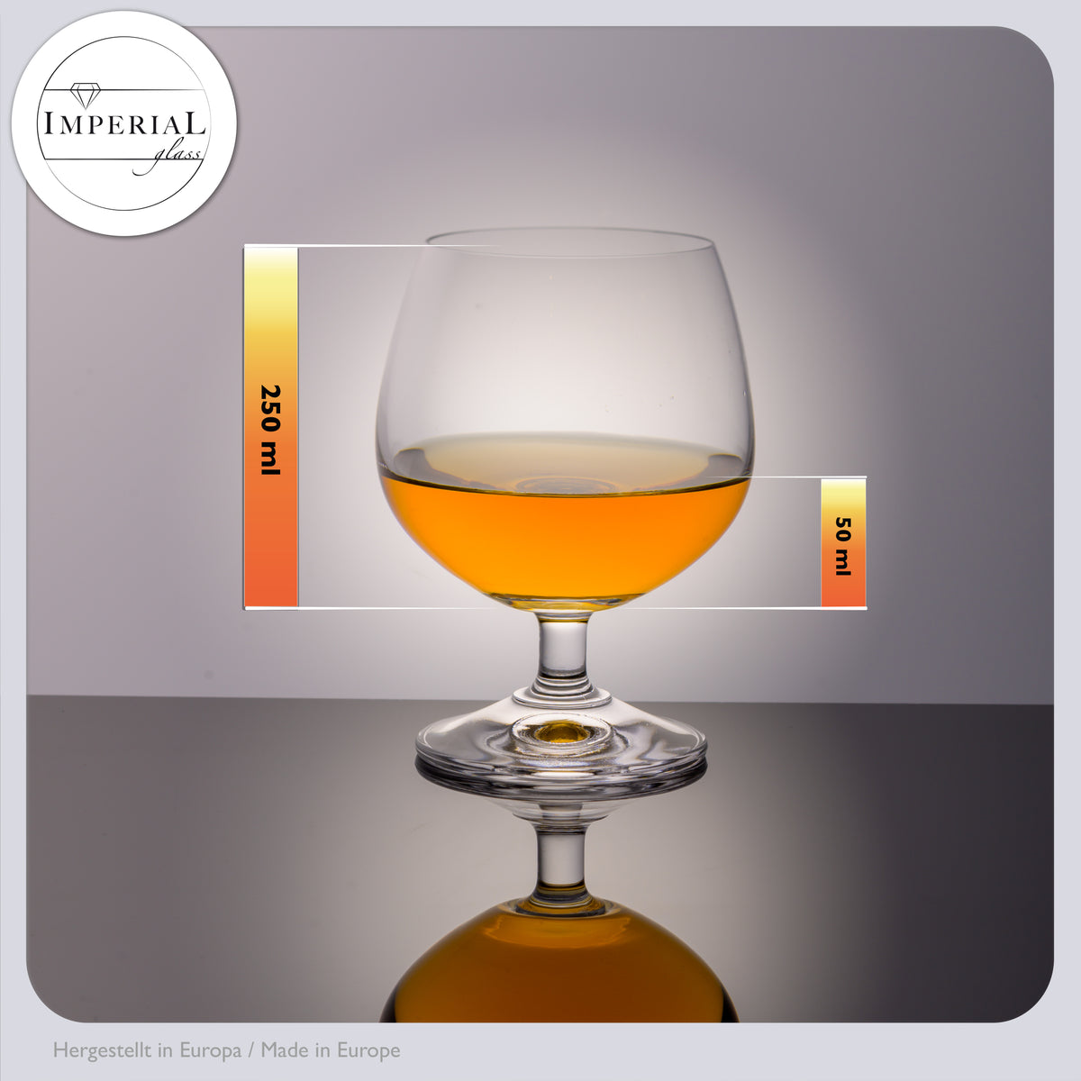 Kieliszki do koniaku IMPERIAL 2 sztuki - Koniakówki 250ml Brandy ze szkła krystalicznego Kieliszki do rumu można myć w zmywarce