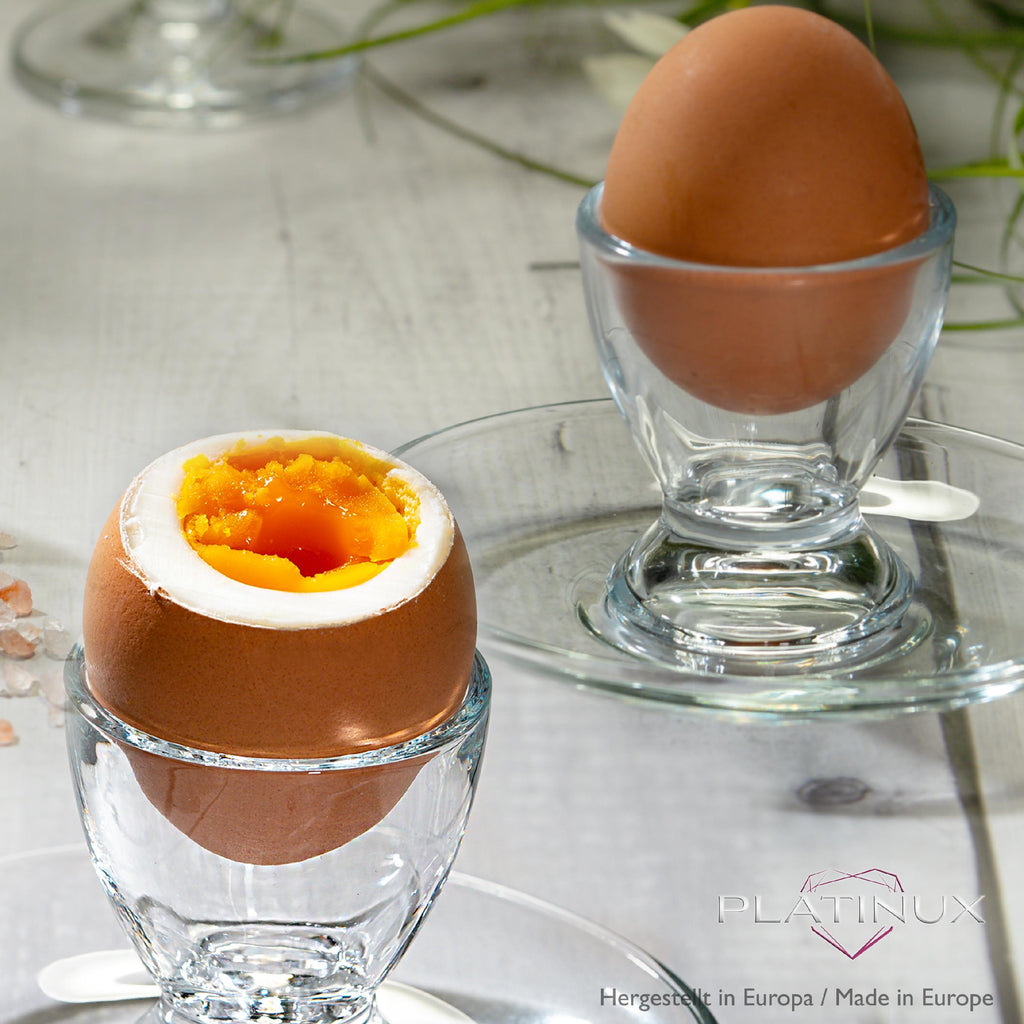 PLATINUX Kieliszki do jajek ze spodeczkiem szklane zestaw (12-częściowy) Stojak na jajka Śniadanie Egg-Cup