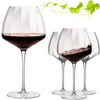 IMPERIAL glass Große Rotweingläser gewellt 930ml Set 4-Teilig "Cali" Bauchige Burgundergläser aus Crystalline Glas Handmade