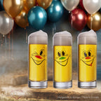 PLATINUX Szklanki do Kölscha szklane 300ml (max. 335ml) Zestaw 6-częściowy z zabawnymi buźkami Szklanki do piwa