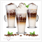 PLATINUX Szklanki do kawy z motywem, maks. 280 ml, 3-częściowy zestaw, szklane, do latte macchiato, z uchem, szklanki do cappuccino