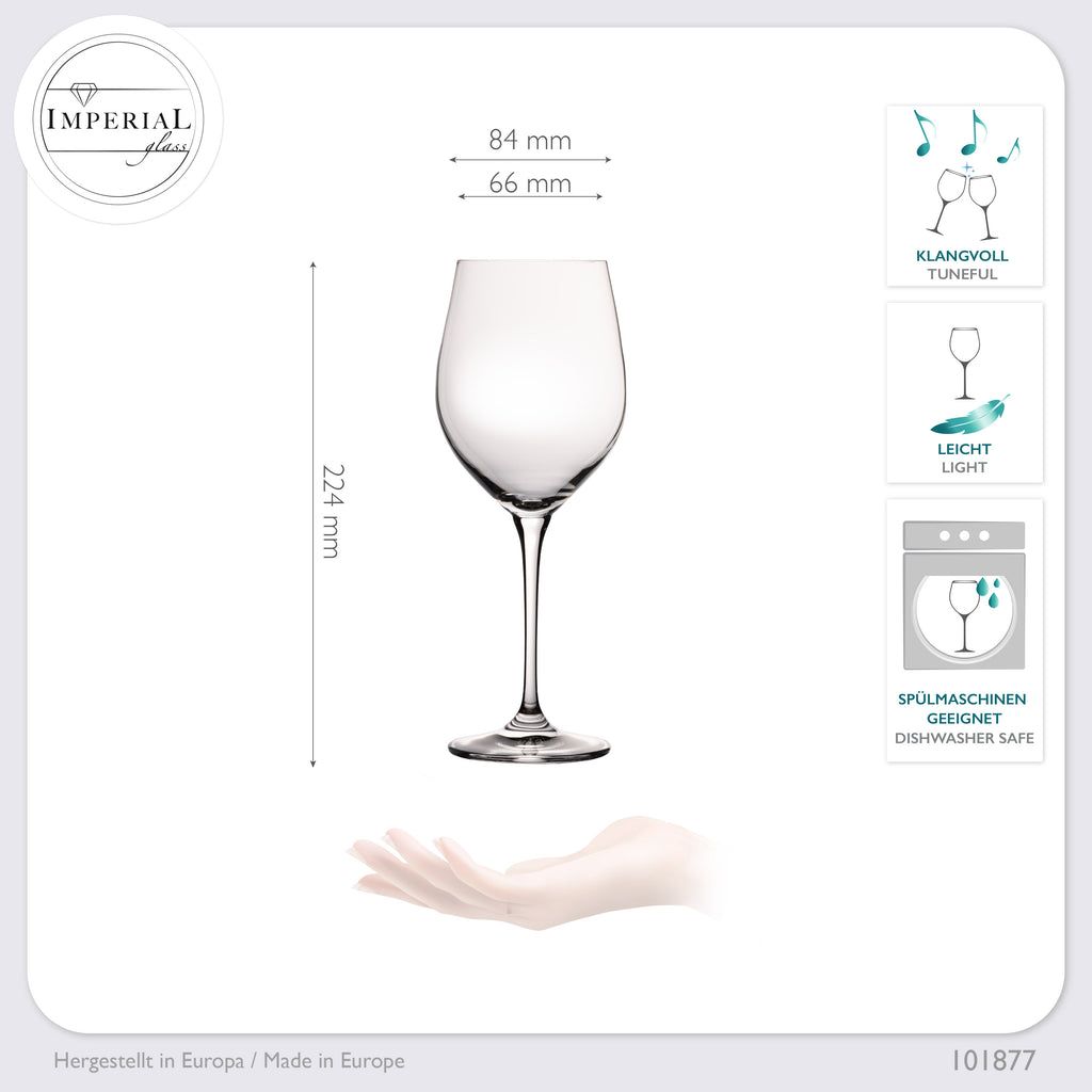 IMPERIAL glass Bauchige Weißweingläser 450ml Set 6-Teilig "Havanna" Weingläser aus Crystalline Glas