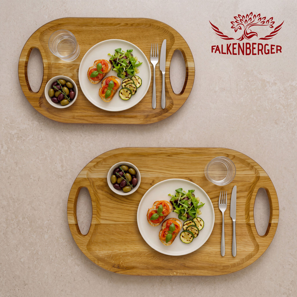 FALKENBERGER Serviertablett M aus massiver Eiche, 40 × 24 × 2,2 cm Handgefertigt
