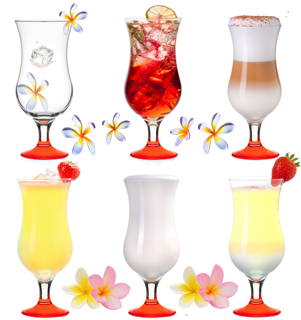 PLATINUX Zestaw 6 szklanek koktajlowych 400ml (max. 470ml) Wysokie szklanki do drinków (czerwone)