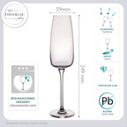 IMPERIAL glass kwadratowe kieliszki do szampana 270ml, zestaw 2 sztuk, kieliszki do szampana i prosecco ze szkła krystalicznego, seria „Milano”, można myć w zmywarce