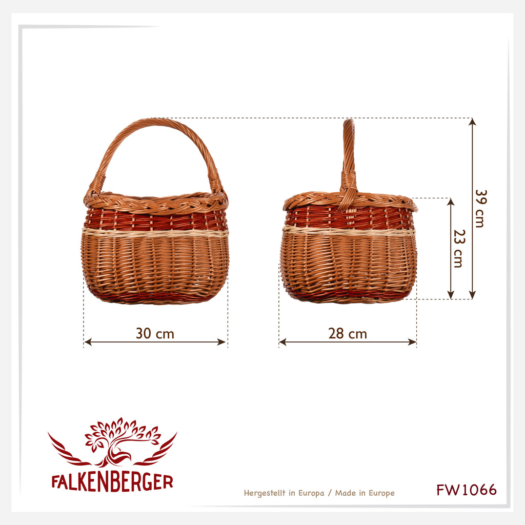 FALKENBERGER kosz wiklinowy 30x28x39cm „Koralle” kosz zakupowy z wikliny, rękodzieło