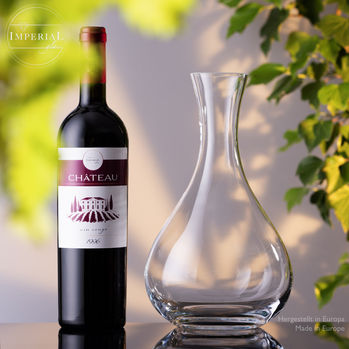 IMPERIAL glass Karafka pękata 1900 ml, zestaw 2-częściowy ze szkła kryształowego „Havanna”, ręcznie wykonana karafka do wina