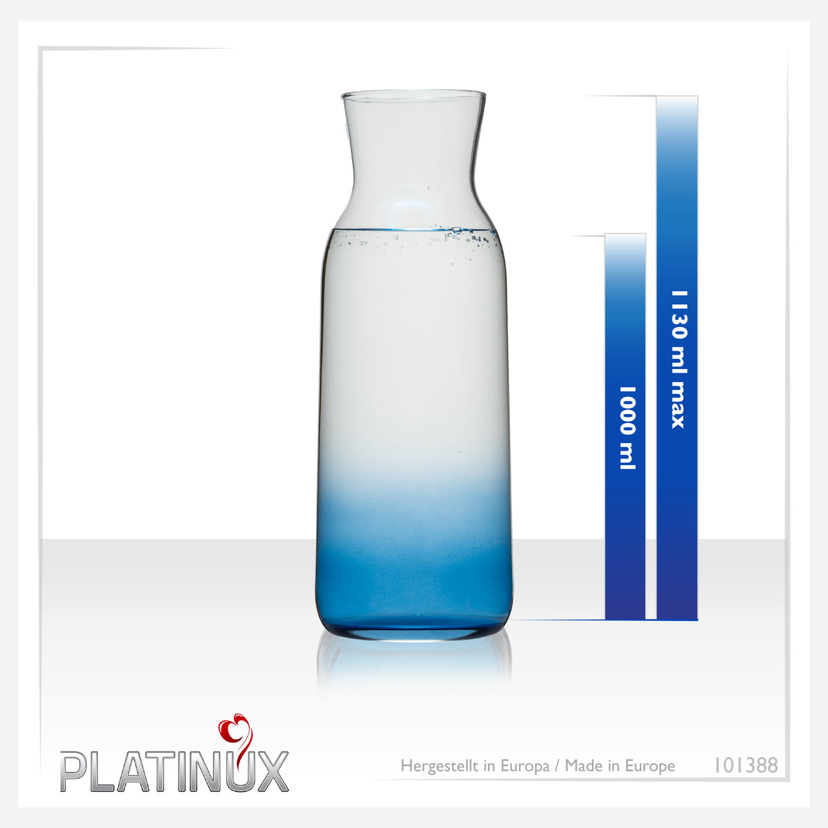 PLATINUX Karafka szklana z efektem ombre w kolorze ciemnoniebieskim, 1L (maks. 1130ml)