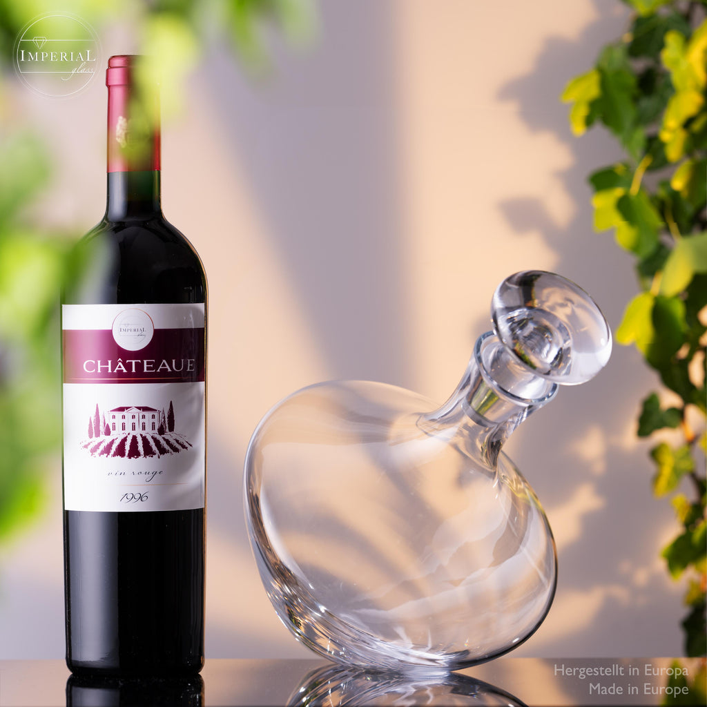 IMPERIAL glass Karafka do wina 1000 ml Dekanter ze szkła krystalicznego Seria „Rom” Dekanter do wina Ręcznie wykonany