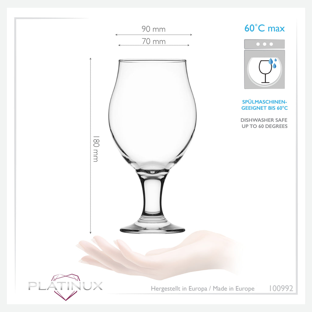 PLATINUX Zestaw 6 szklanek do piwa typu tulipan o pojemności 500 ml (maks. 560 ml) Szklanki do piwa pilzneńskiego Tulipan