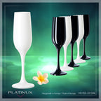 PLATINUX Czarne i Białe stabilne kieliszki do szampana Zestaw 6-częściowy 160ml (maks. 210ml) Szklanki do Prosecco ze szkła
