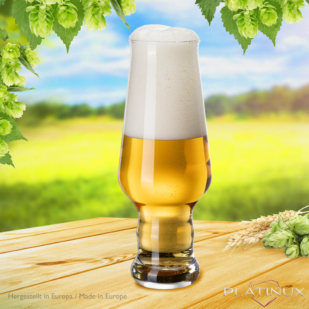 PLATINUX Wysokie szklanki do piwa 400 ml (maks. 490 ml) Zestaw 6-częściowy Szklanki do piwa pszenicznego 0,4 L