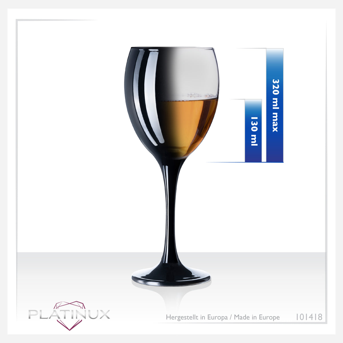 PLATINUX Czarne Szklanki do Wina Zestaw 6 Szklanek do Wody 130 ml (max. 320 ml) Szklanki do Napojów