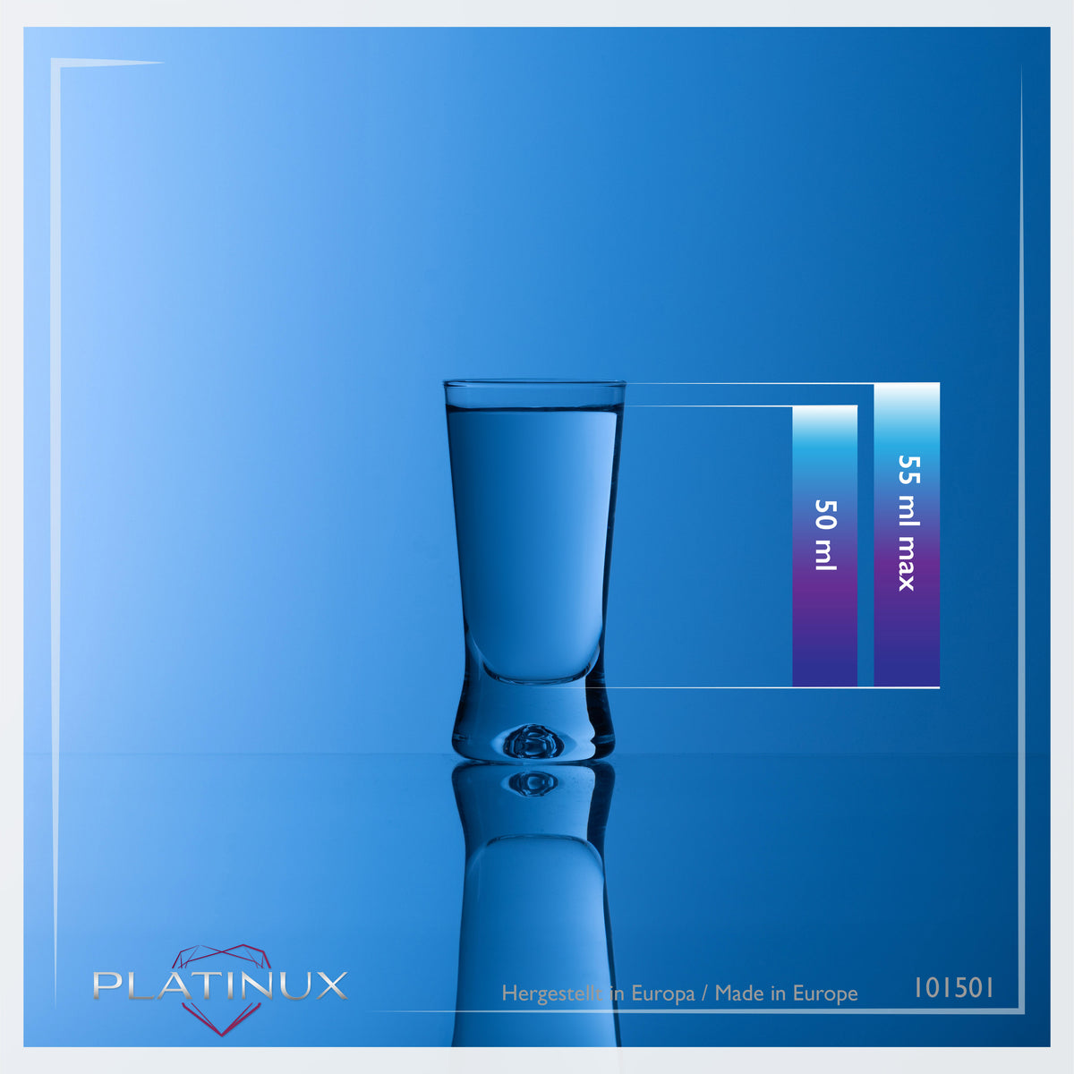 PLATINUX Kieliszki Shot 50ml 5cl w kształcie X Zestaw 6 sztuk Szklane kieliszki z serii „CrossLine” Można myć w zmywarce
