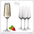 IMPERIAL glass Sektkelche 200ml (max 230ml) "London" Set 4-Teilig geriffelte Sektgläser aus Crystalline Glas