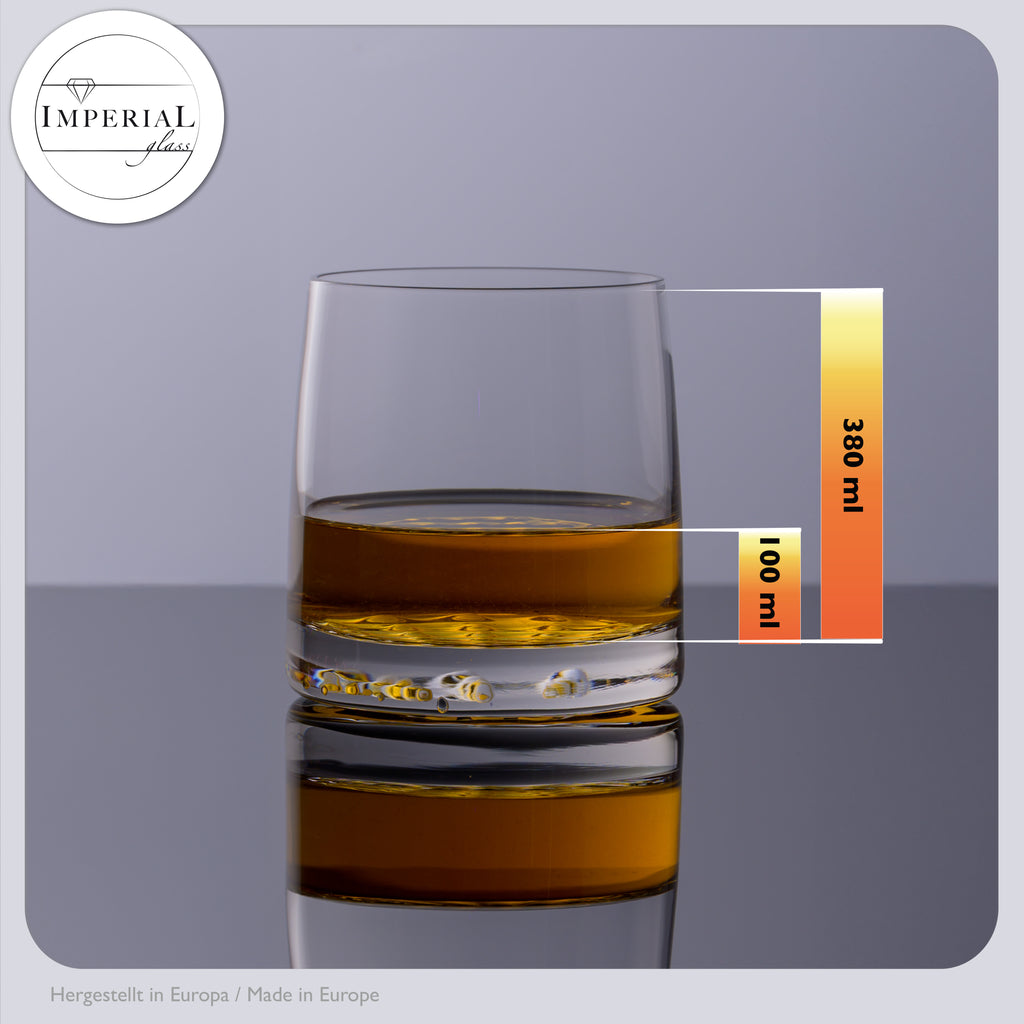 IMPERIAL szklanki do whisky 380 ml, zestaw 2 sztuk ze szkła krystalicznego, z fakturowanym dnem „Faro”