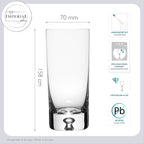 IMPERIAL Longdrinkgläser 370ml 6er Set Trinkgläser aus Crystalline Glas Serie "Lissabon" mit Luftblase im Boden Handmade