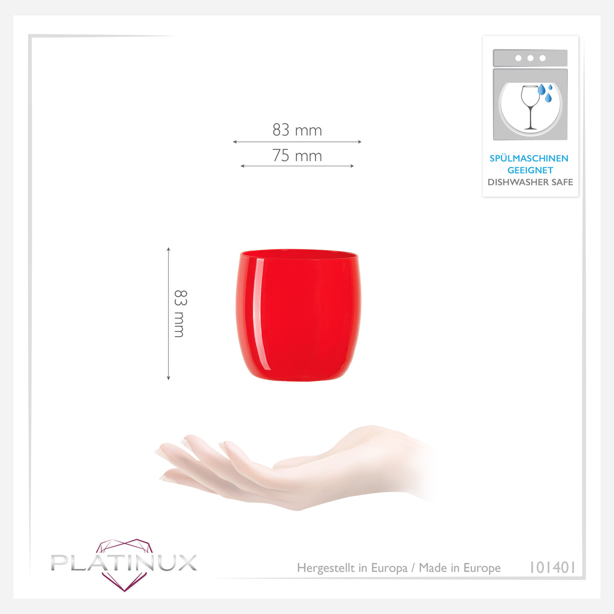 PLATINUX Kolorowe Eleganckie Szklanki 260ml (maks. 310ml) Zestaw 6 szt. Szklanki do wody, Szklanki do soku