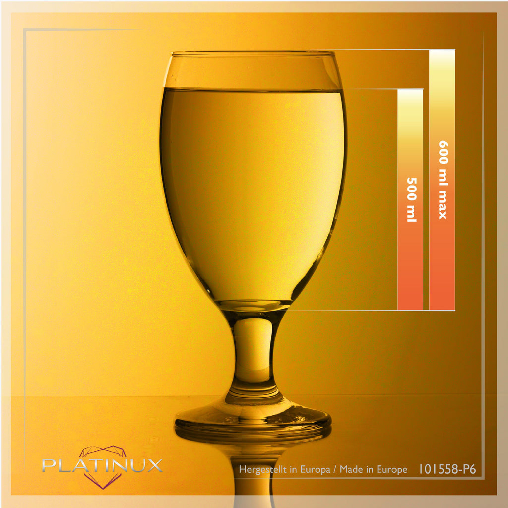 PLATINUM Kielichy do Piwa Zestaw 6 sztuk 500ml (max.610ml) Szklanki do Pilsnera Tulipany