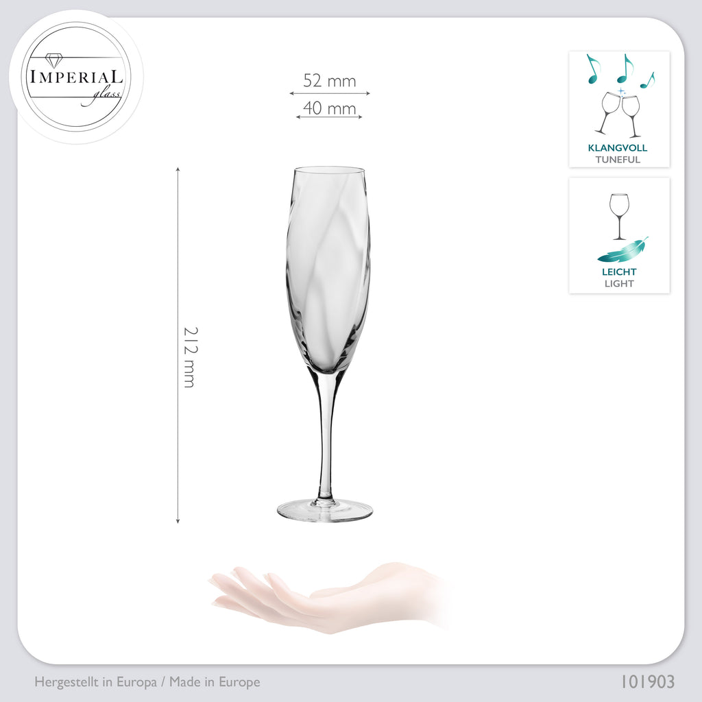 IMPERIAL glass gemusterte Sektkelche 170ml Set 2-Teilig Sektgläser "Glamour" aus Crystalline Glas Handarbeit