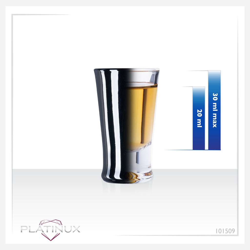 PLATINUM Czarne Szklane Kieliszki do Wódki Zestaw 6 Sztuk Kieliszki Shoty 20ml (max. 30ml)