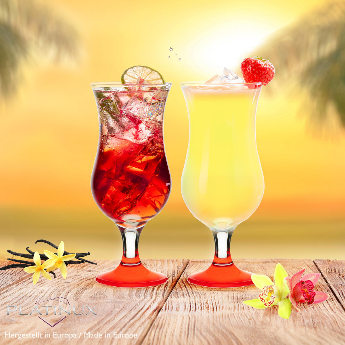 PLATINUX Zestaw 6 szklanek koktajlowych 400ml (max. 470ml) Wysokie szklanki do drinków (czerwone)