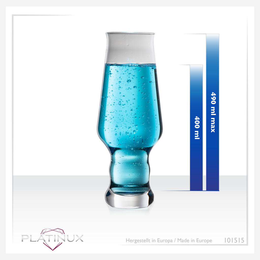 PLATINUX Wysokie szklanki do piwa 400 ml (maks. 490 ml) Zestaw 6-częściowy Szklanki do piwa pszenicznego 0,4 L