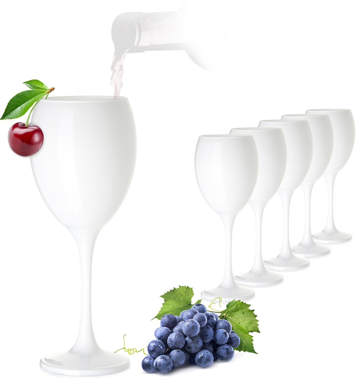 PLATINUX Białe kieliszki do wina Zestaw 6 szklanek do wody 130ml (max. 320ml) ze szkła, masywne, białe kieliszki do wina, czerwone kieliszki do wina