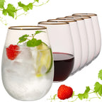IMPERIAL Trinkgläser mit Goldrand 500ml ohne Stiel aus Crystalline Glas 6er Set "Goldrand"