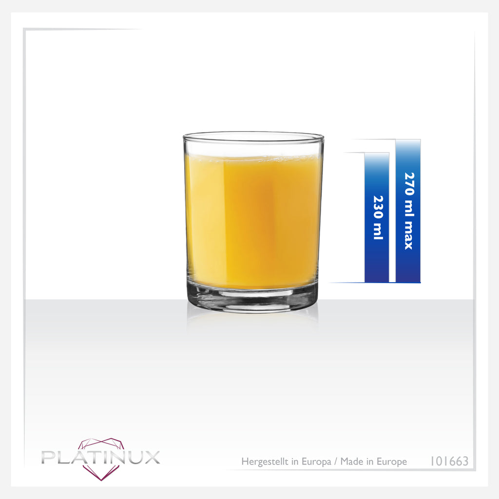 PLATINUX Szklanki do picia 230ml (maks. 270ml) Zestaw 6 szt. Można myć w zmywarce