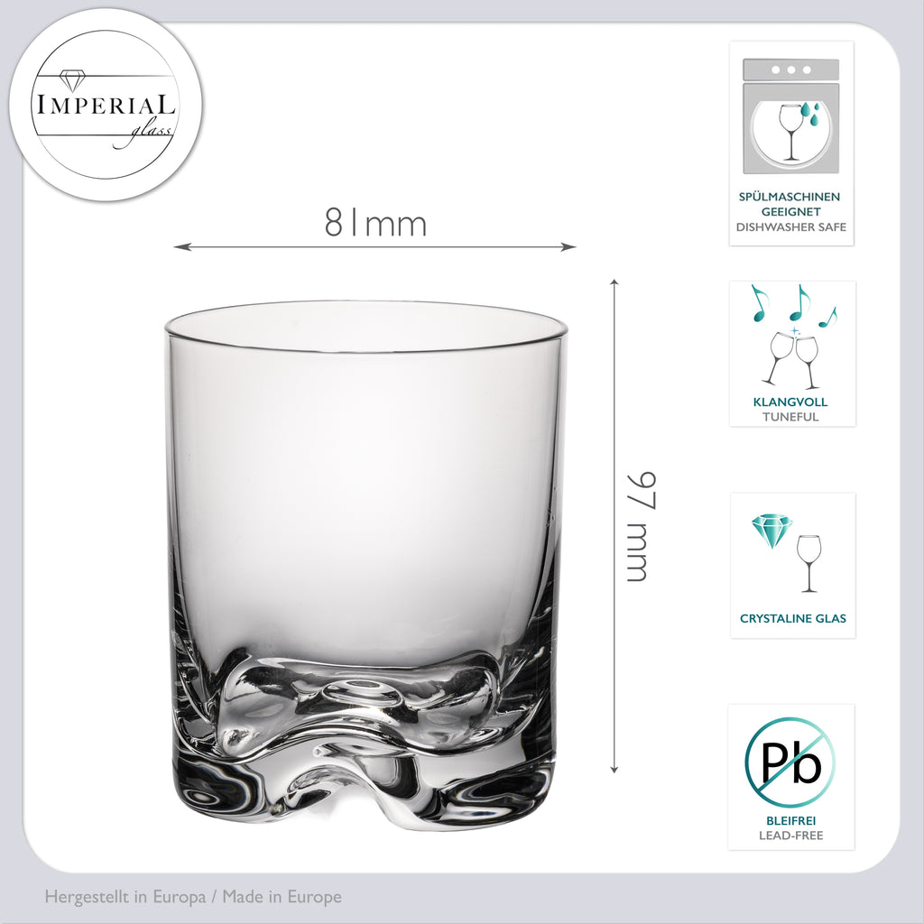 IMPERIAL glass Szklanki 2 sztuki 370ml - Szklanki do wody i whisky z bezołowiowego szkła krystalicznego, można myć w zmywarce, z falistym dnem
