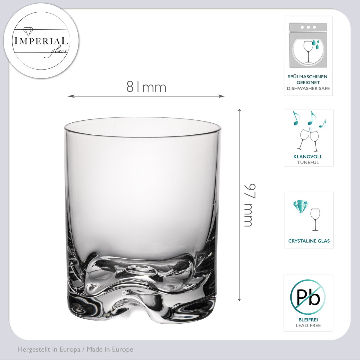 IMPERIAL glass Szklanki 2 sztuki 370ml - Szklanki do wody i whisky z bezołowiowego szkła krystalicznego, można myć w zmywarce, z falistym dnem