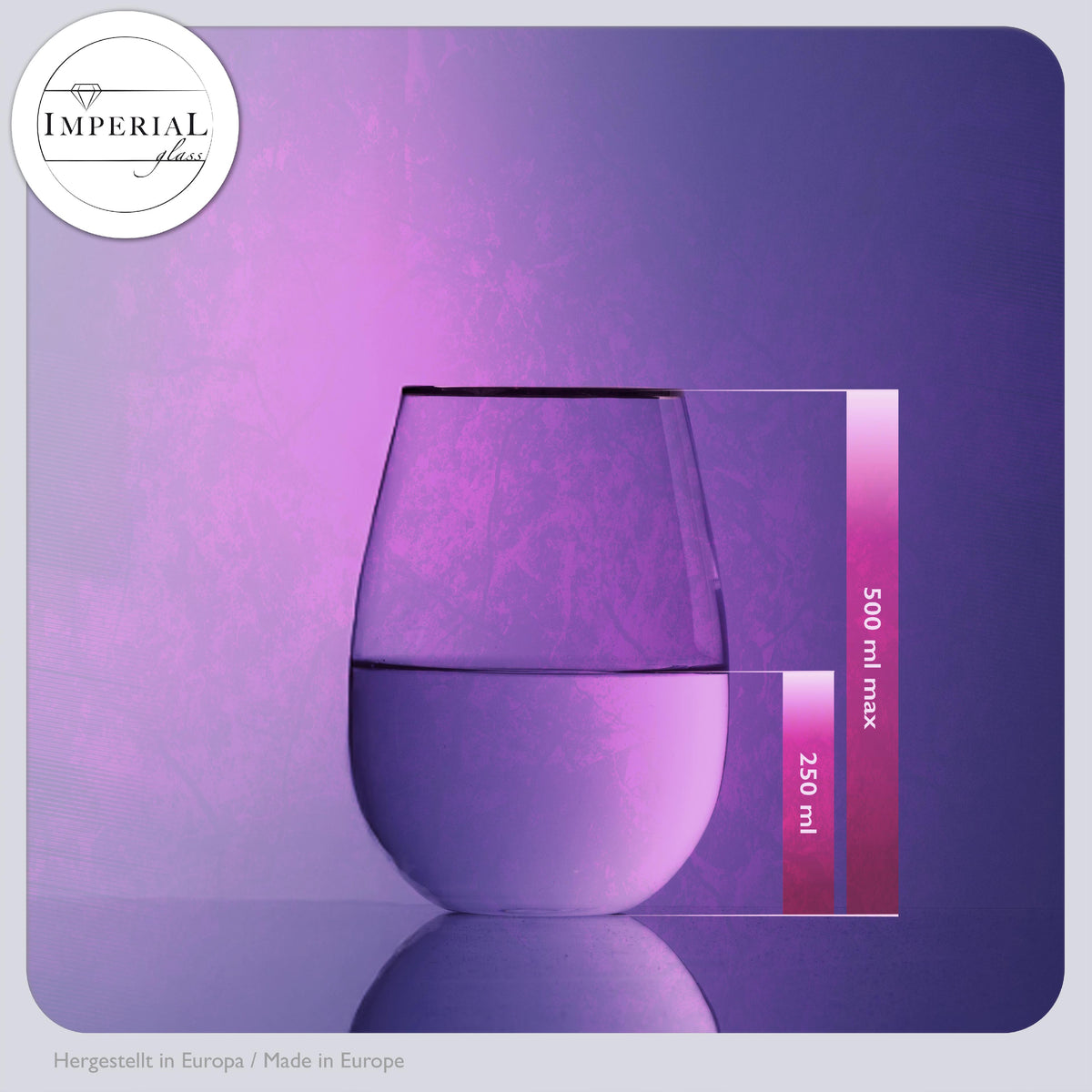 IMPERIAL Trinkgläser mit Goldrand 500ml ohne Stiel aus Crystalline Glas 6er Set "Goldrand"