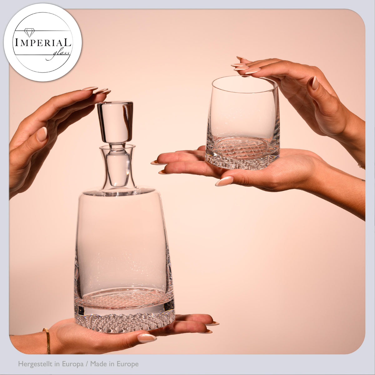 IMPERIAL glass Whiskykaraffe Set mit 6 Whiskygläsern 380ml aus Crystalline Glas "Faro"
