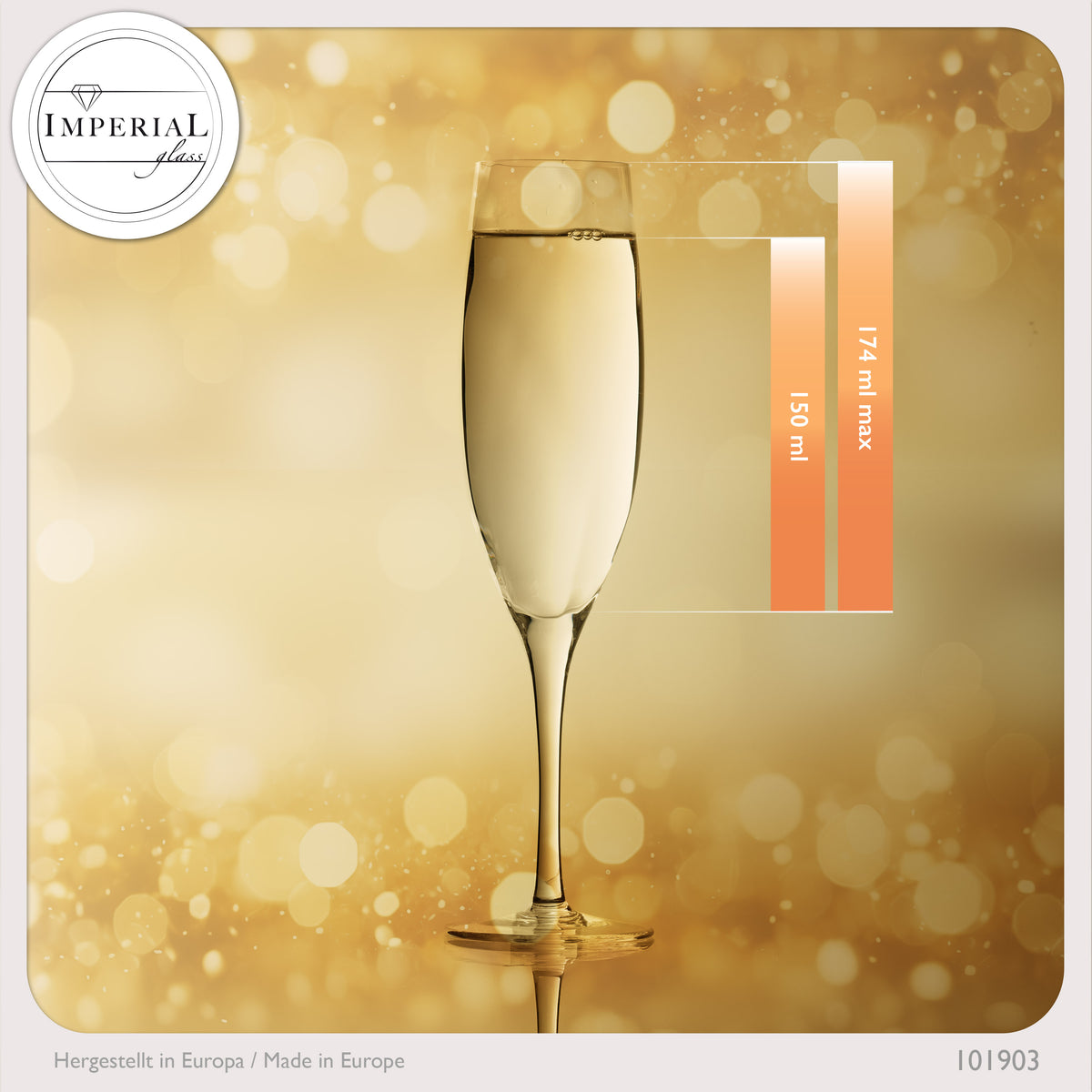 IMPERIAL glass gemusterte  Sektkelche 170ml Set 6-Teilig Sektgläser "Glamour" aus Crystalline Glas Handarbeit