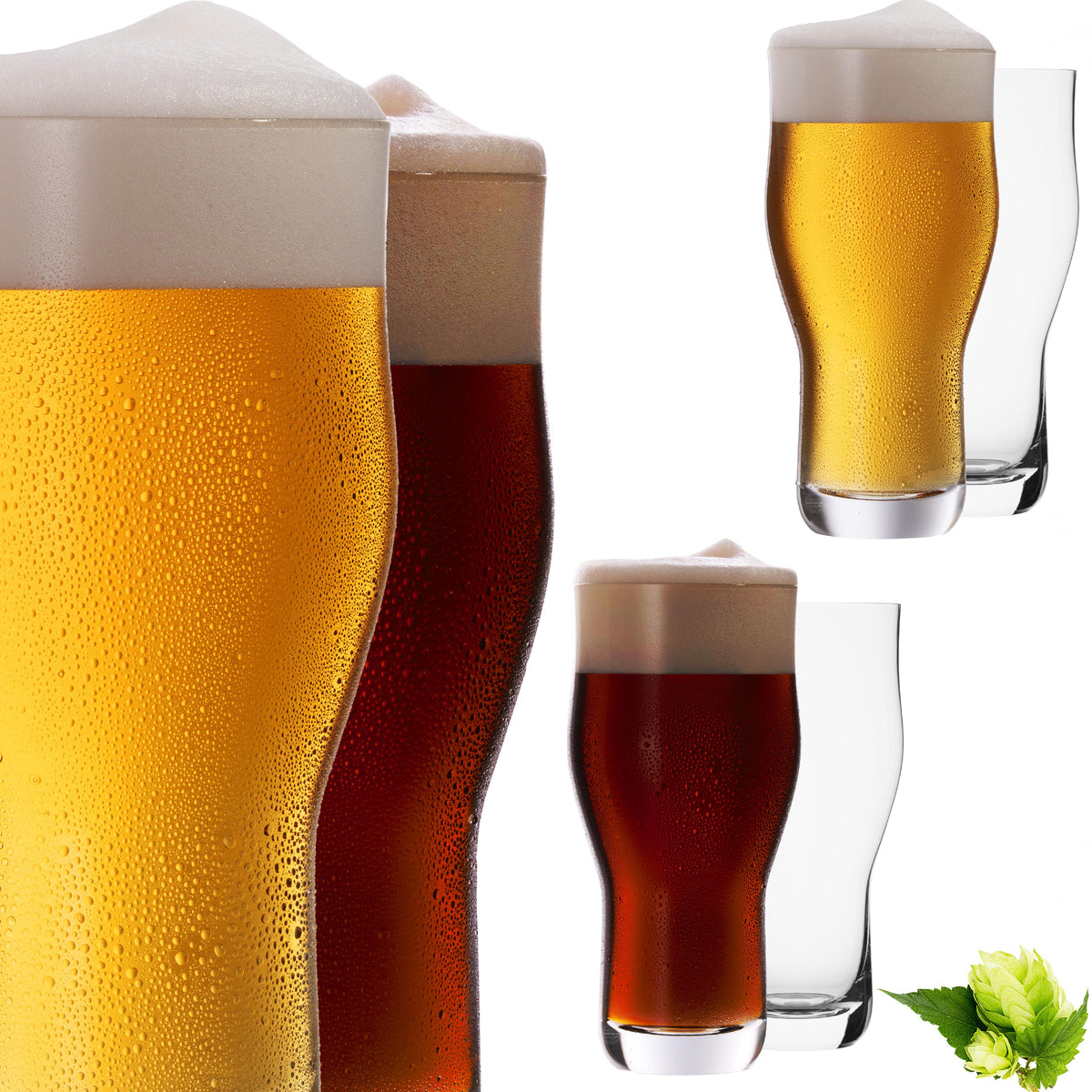 IMPERIAL glass Pint Biergläser Set 6 Stück 500ml (max. 690ml) aus Crystalline Glas 0,6L Spülmaschinenfest