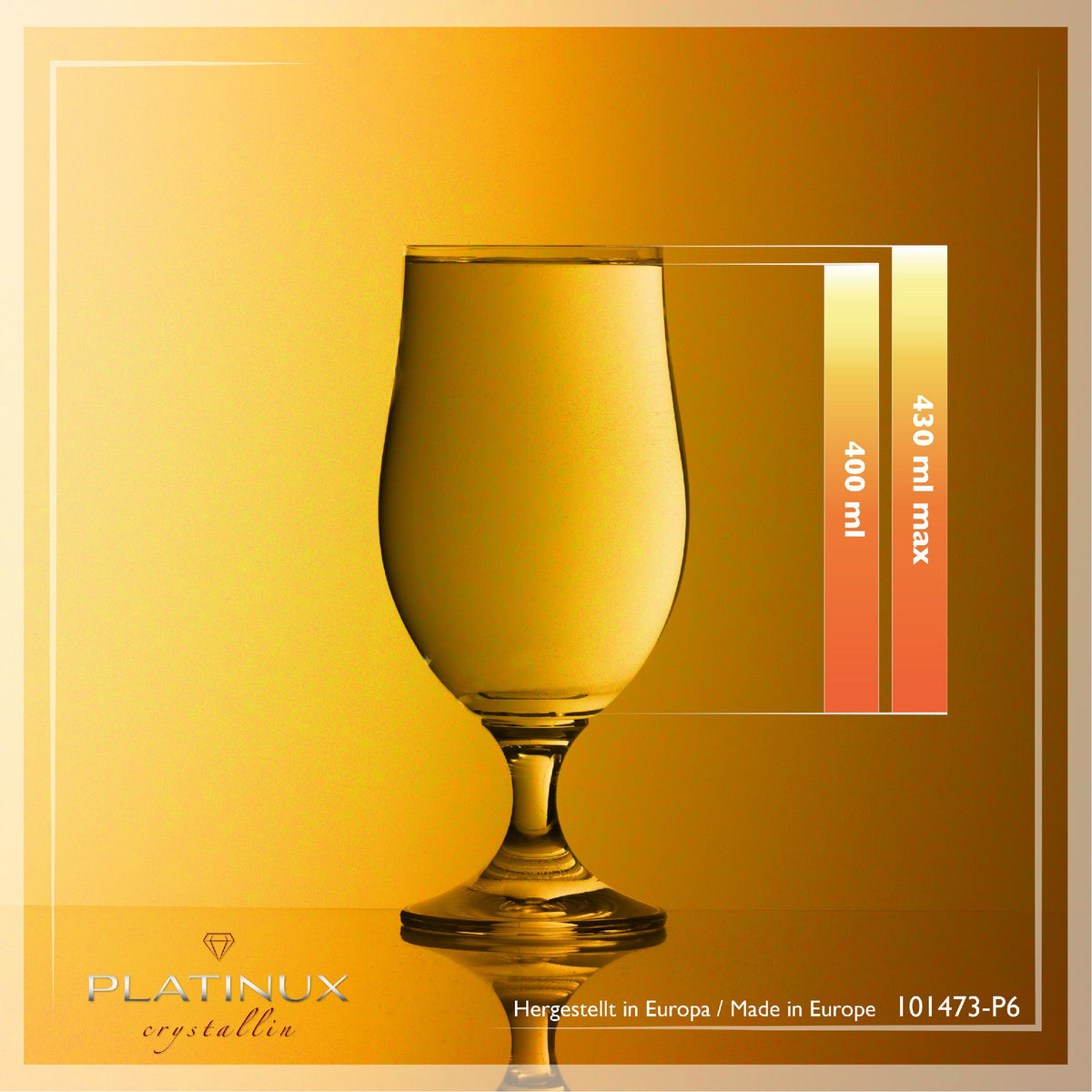 PLATINUM Kufle do piwa 300ml (max. 400ml) Zestaw 6-częściowy Szklanki do piwa ze szkła krystalicznego Kielichy do piwa