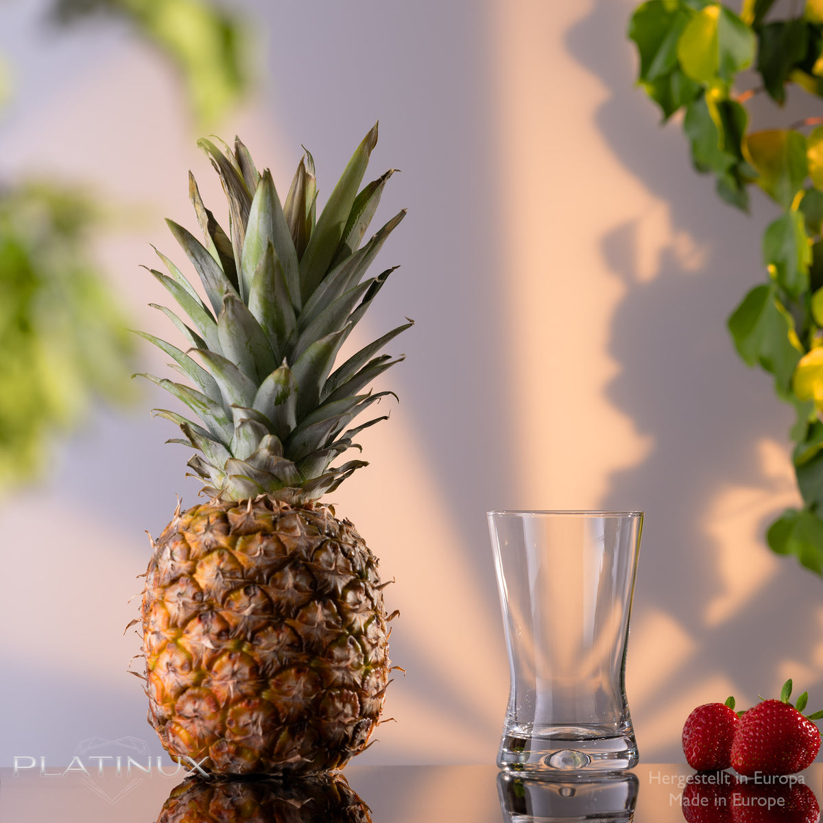 PLATINUX Szklanki 200ml w kształcie X Zestaw 12-częściowy Szklanki do soków ze szkła Seria "CrossLine" Można myć w zmywarce