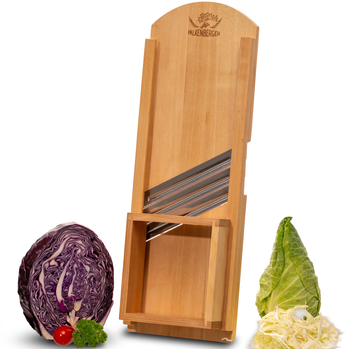 FALKENBERGER Krauthobel L massive Buche, Maße 56 × 19 × 3,5 cm Handgefertigt