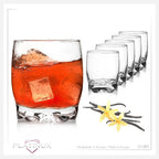 PLATINUX Zestaw 6 szklanek 250 ml, kształtne dno, szklanki do wody, szklanki do whisky
