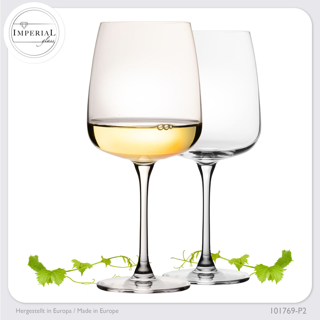 IMPERIAL glass Große Eckige Weißweingläser 480ml "Milano" Set 2-Teilig Chardonnay Glas aus Crystalline Glas Spülmaschinenfest