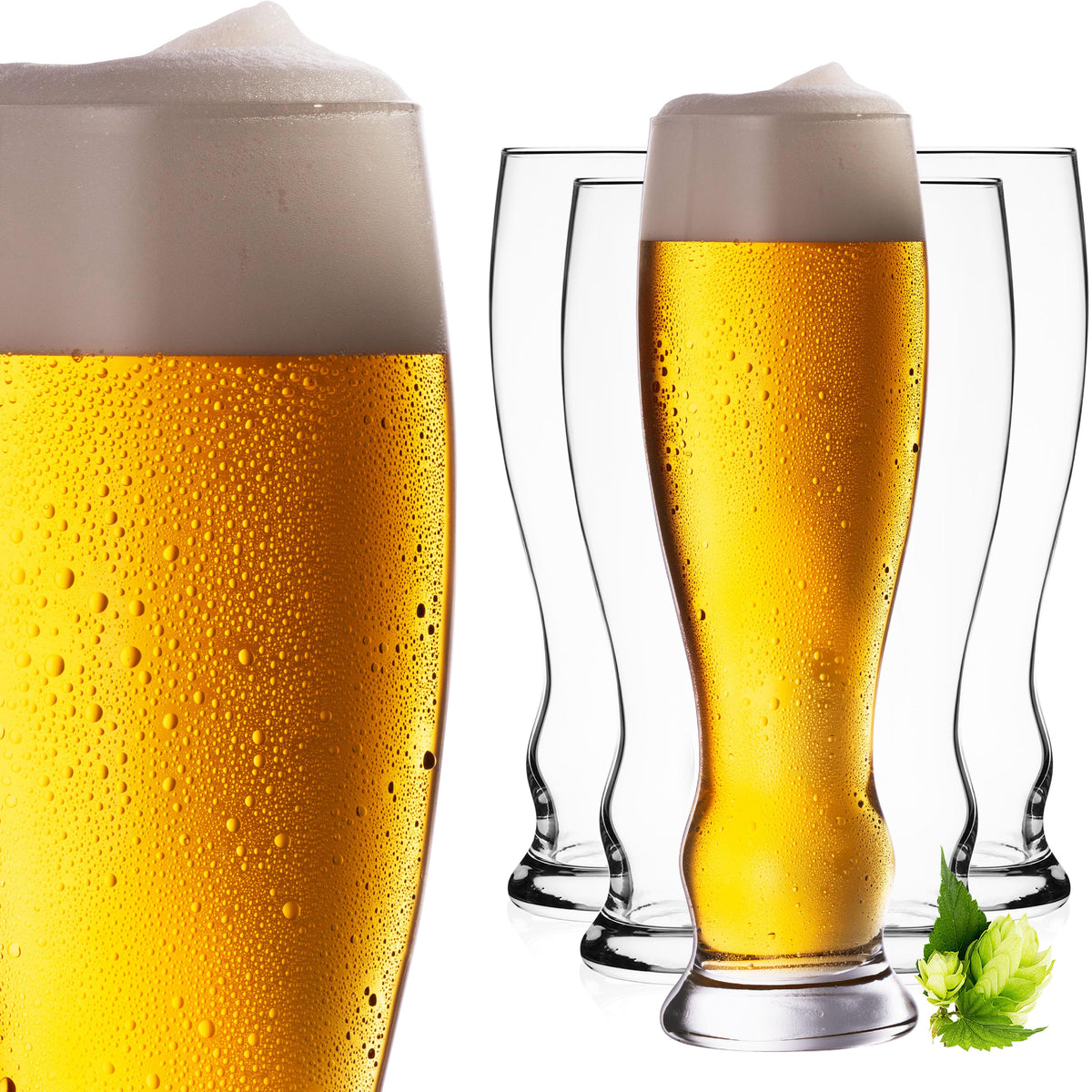 IMPERIAL glass Weizengläser 500ml (max. 600ml) Set 6-Teilig aus Glas 0,5L Spülmaschinenfest