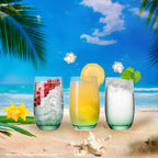 PLATINUX Eleganckie szklanki Ombre zielone, szklane 280ml (max. 370ml) Zestaw 6 sztuk Duże