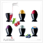 PLATINUX Szklane czarne kieliszki do jajek zestaw 6-częściowy podstawka na jajka max. 35ml