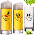 PLATINUX Szklanki do Kölscha ze szkła 300 ml (maks. 335 ml) Zestaw 3-częściowy z zabawnymi buźkami Szklanki do piwa