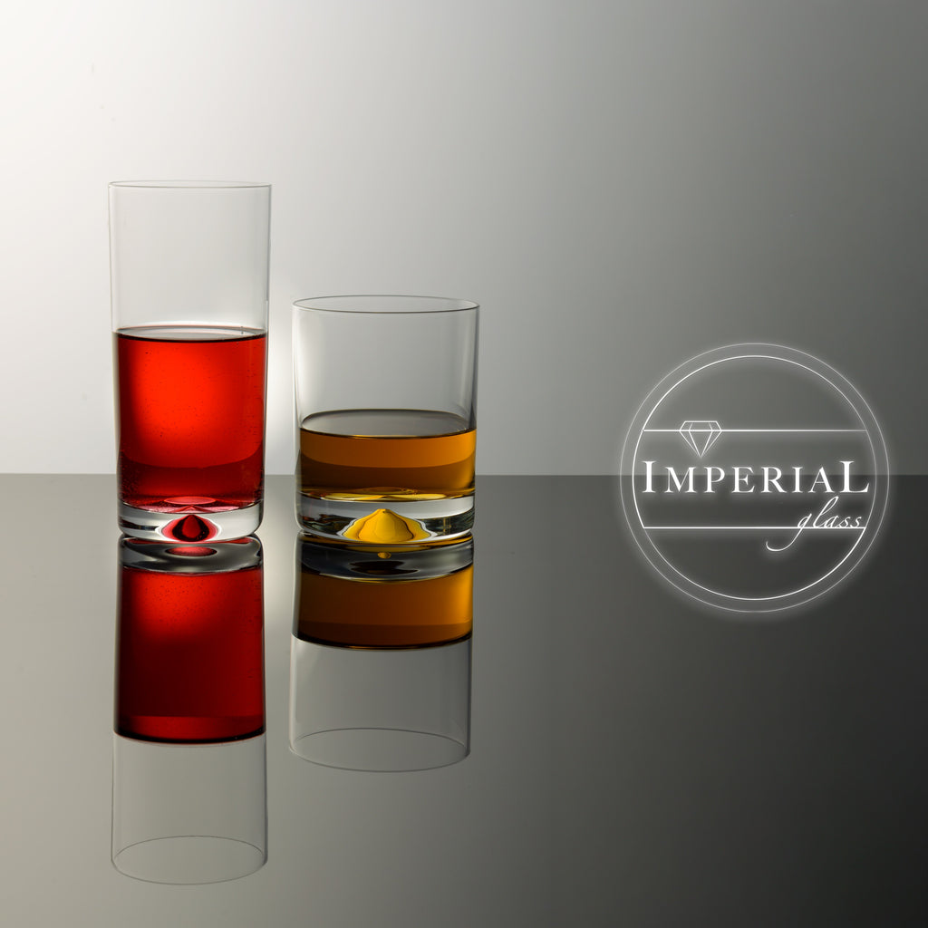 Szklanki IMPERIAL 6 sztuk 420 ml, można myć w zmywarce - szklanki do wody ze szkła krystalicznego bezołowiowego - szklanki do long drinków z ozdobnym dnem