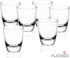 PLATINUX Zestaw 6 klasycznych kieliszków do wódki 2,5 cl, kieliszki do shotów szklane